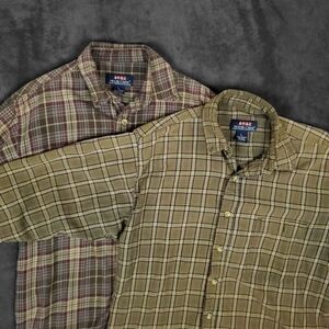 Moose Creek Flannel Lot Of 2 Button Down Shirt Men's Large Brown Plaid Workwear